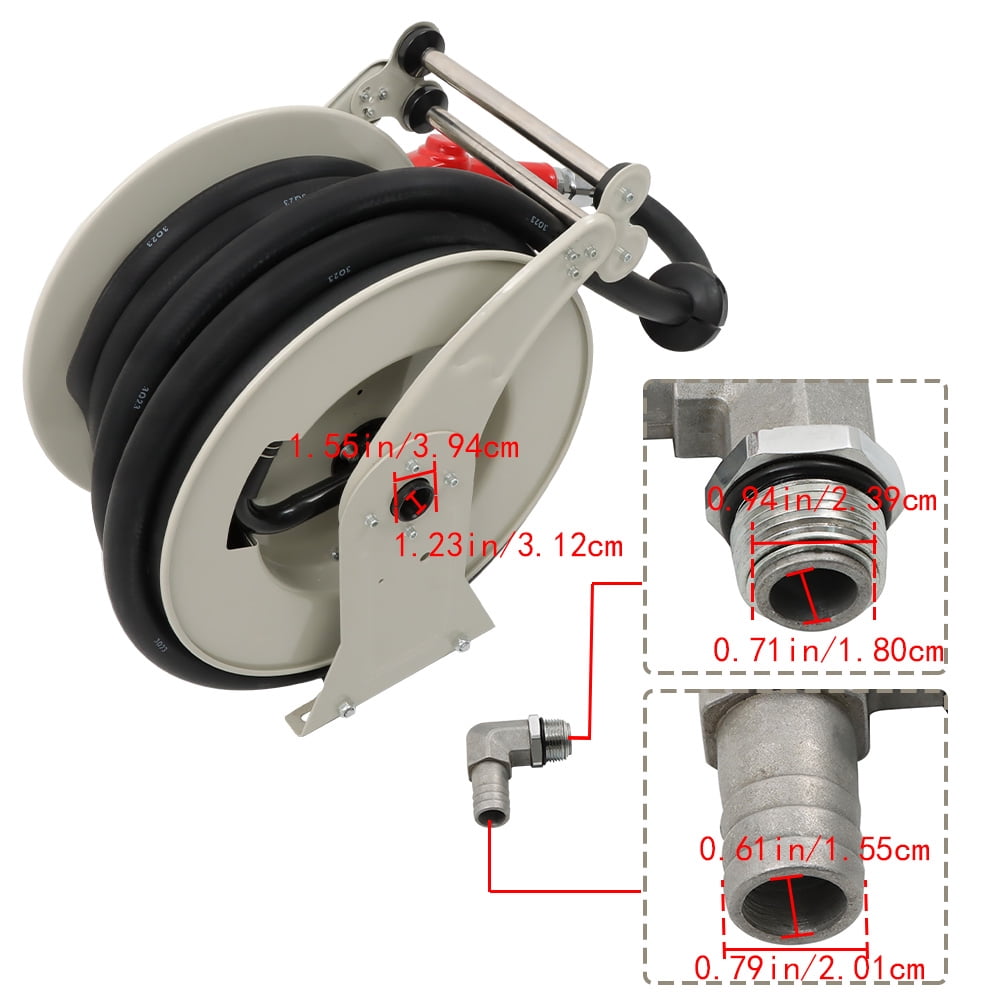 LABLT 1"x50' Retractable Diesel Hose Reel Fuel Hose Reel With Fueling Nozzle