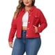 thumbnail image 1 of Chaquetas de mezclilla de mujer de tallas grandes Agnes Orinda, de manga larga, con bolsillos, 3X, rojas, 1 of 7
