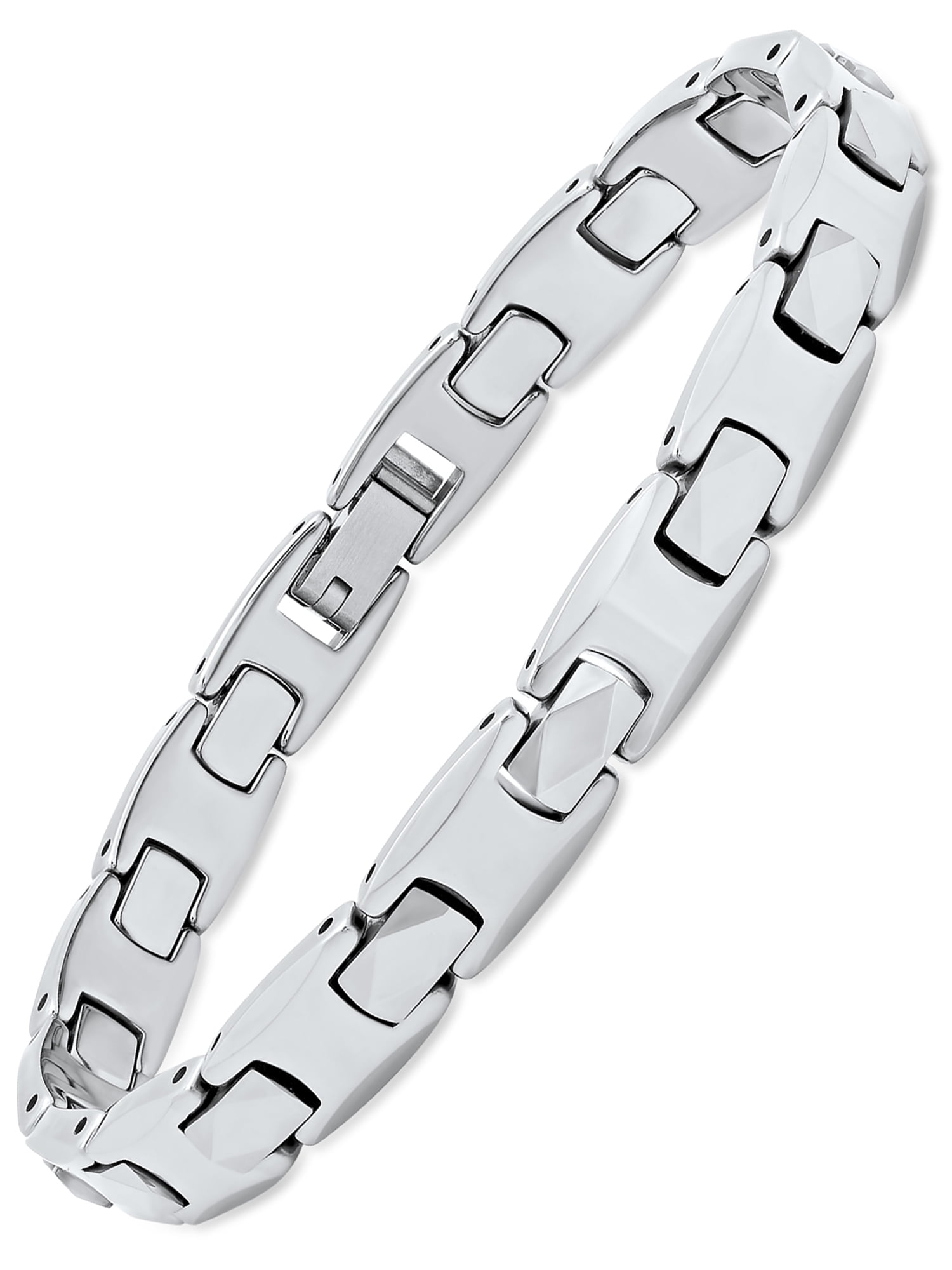White Stainless Steel bracelet Men's chain 8.5 in Polished Large Link