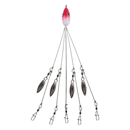 Summercome 5 Arms Alabama Rigs for Bass Fishing Swimbait Lure Kit Umbrella Rigs with 4 Willow Leaf Blades Great for Trout Salmon Suitable for Both Freshwater and Saltwater Red