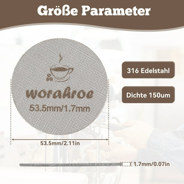 Toystoory Filtro reutilizable de malla de alta densidad para Espressos, excelente efecto de filtrado, seguro para alimentos, 2 pack/lote Juegos de servir café y té 53.5 mm, 1.7 mm, 150 um