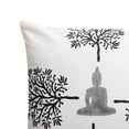 thumbnail image 3 of 18 x 18 Square Cotton Accent Throw Pillow, Meditating Buddha, Tree Print, White, Black, 3 of 4