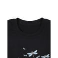 thumbnail image 4 of TWZH Women Dragonfly Dandelion Print Pockets Crew Neck Long Sleeve Top, 4 of 6