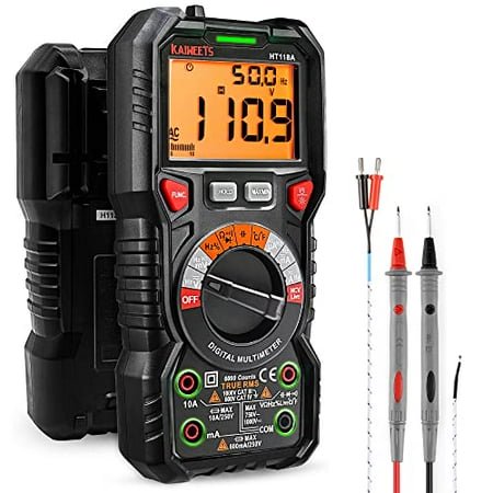 KAIWEETS Multimètre Numérique TRMS 6000 Comptes Voltmètre Auto-Rangement Mesure Précisement la Tension Courant Ampère Résistance Diodes Continuité Duty-Cyc