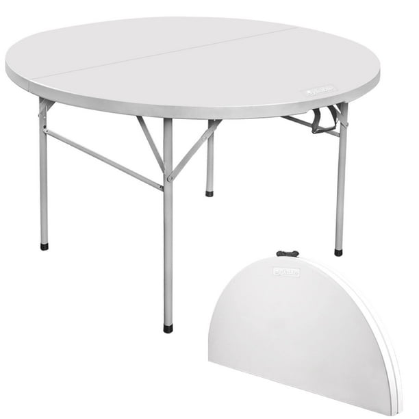 Round Folding Table, 4 Foot BiFold White Plastic Folding Table Circle