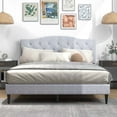 thumbnail image 6 of Costway Queen Size Upholstered Platform Bed Linen Bed Frame with Button Tufted Headboard, 6 of 10