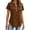 Brown #007, variant on Womens Dressy Casual Tops Short Sleeve Zip Front Flowy Business Work Blouses Summer Shirts, 2XL