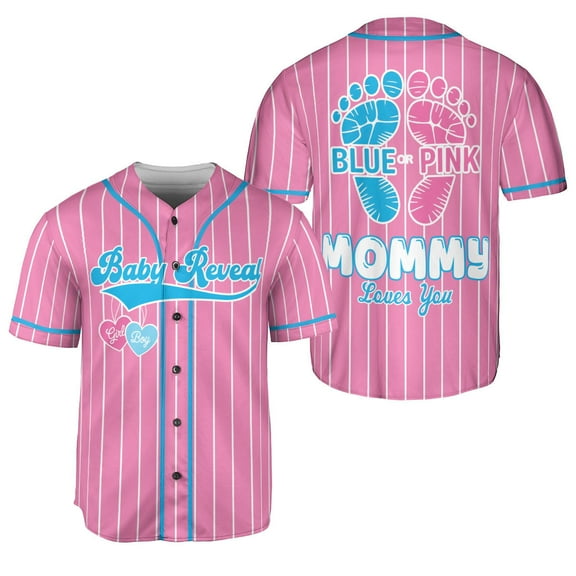 Gender Reveal party Baseball Jerseys, 3D Shirts for Women Men, Gifts shirt for new mom new dad (Pink, S)