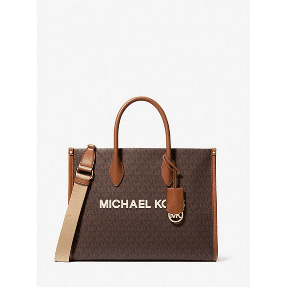 Michael Kors Outlet Mirella Medium Signature Logo Tote Bag - Brown