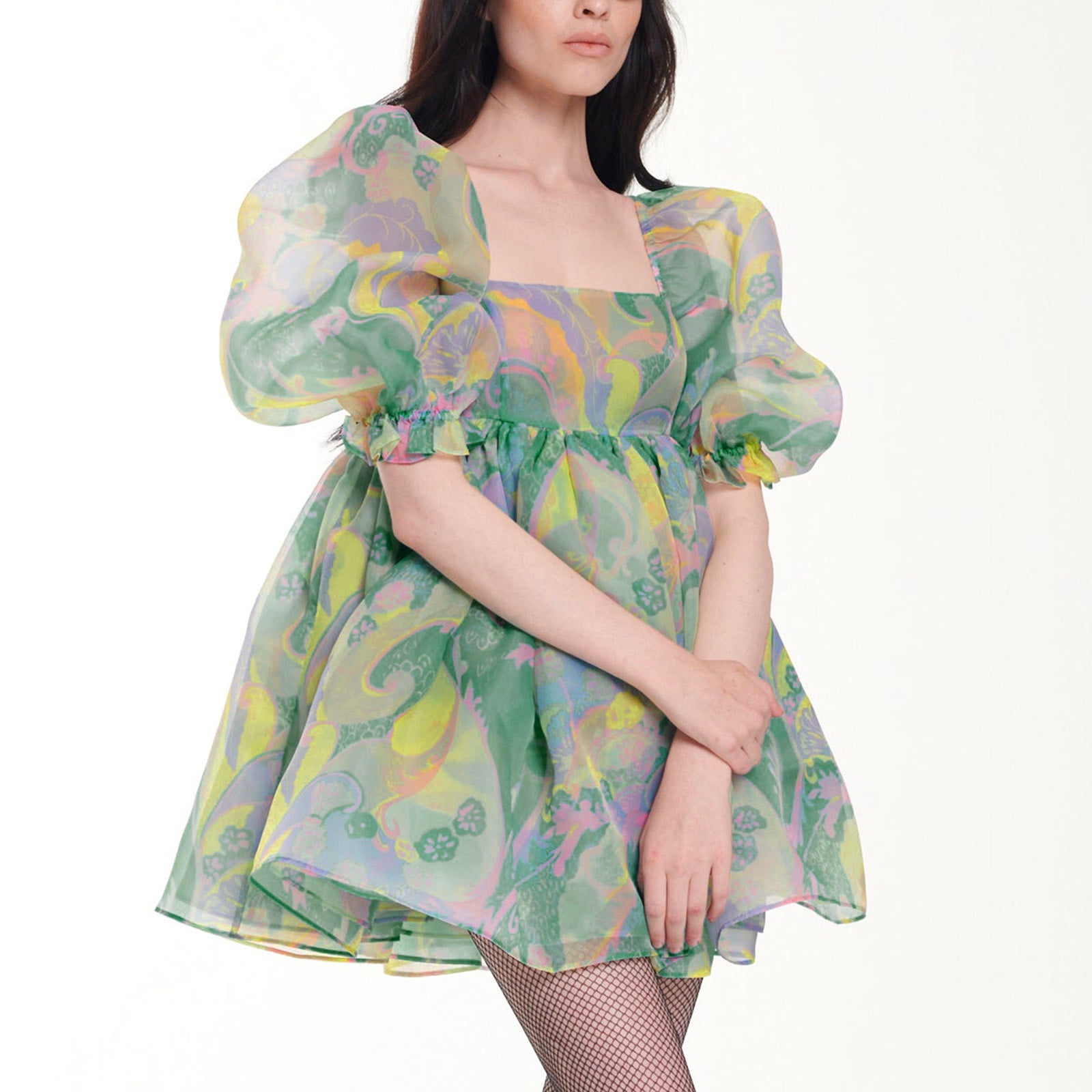 VKEKIEO Dresses That Hide Belly Fat Sun Dress Square Neckline Short