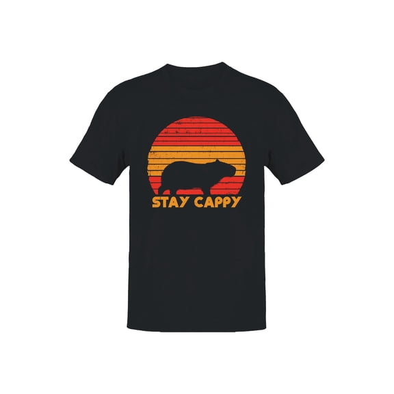 Retro Capybara Sunset Graphic Men's T-shirt