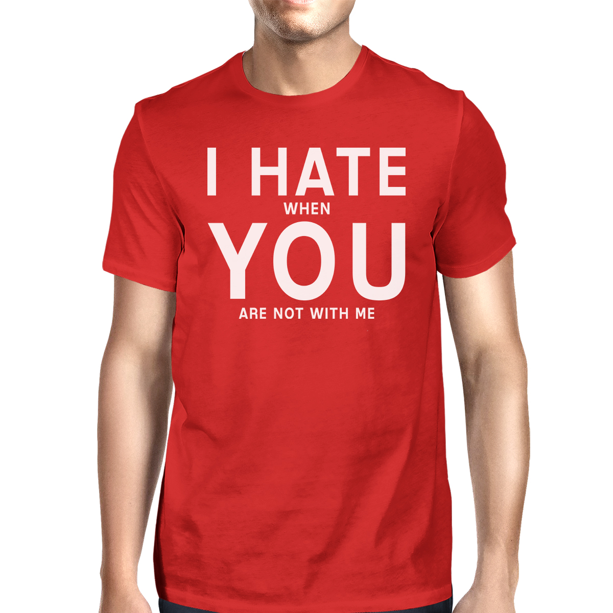 I Hate You Mens Red T-shirt Humorous Graphic Round Neck Tee For Men ...
