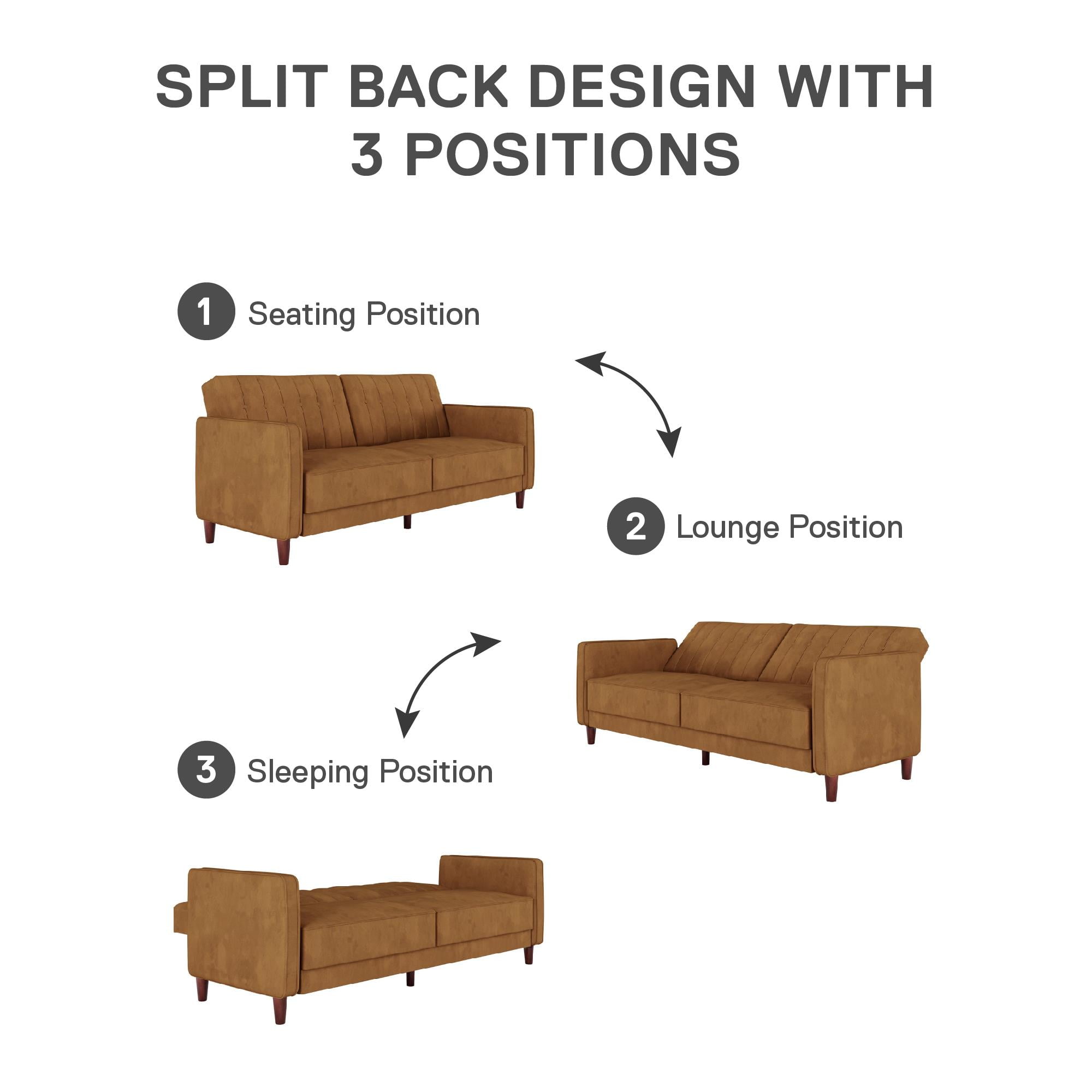 DHP Pin Tufted Transitional Futon, Rust Velvet