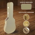 thumbnail image 5 of Dreadnought Acoustic Guitar Hard Case with Exterior Lock and Key, Interior Accessory Compartment, and Plush Interior Padding - Tweed, 5 of 14