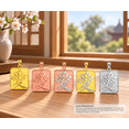 thumbnail image 3 of 10k Two-Tone Yellow Gold Chinese Love Symbol Square Medallion Pendant Necklace (16 Inches), 3 of 4