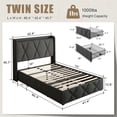 thumbnail image 5 of iPormis Twin Size Bed Frame with Charging Station , Upholstered Bed with 4 Storage Drawers, Dark Grey, 5 of 8