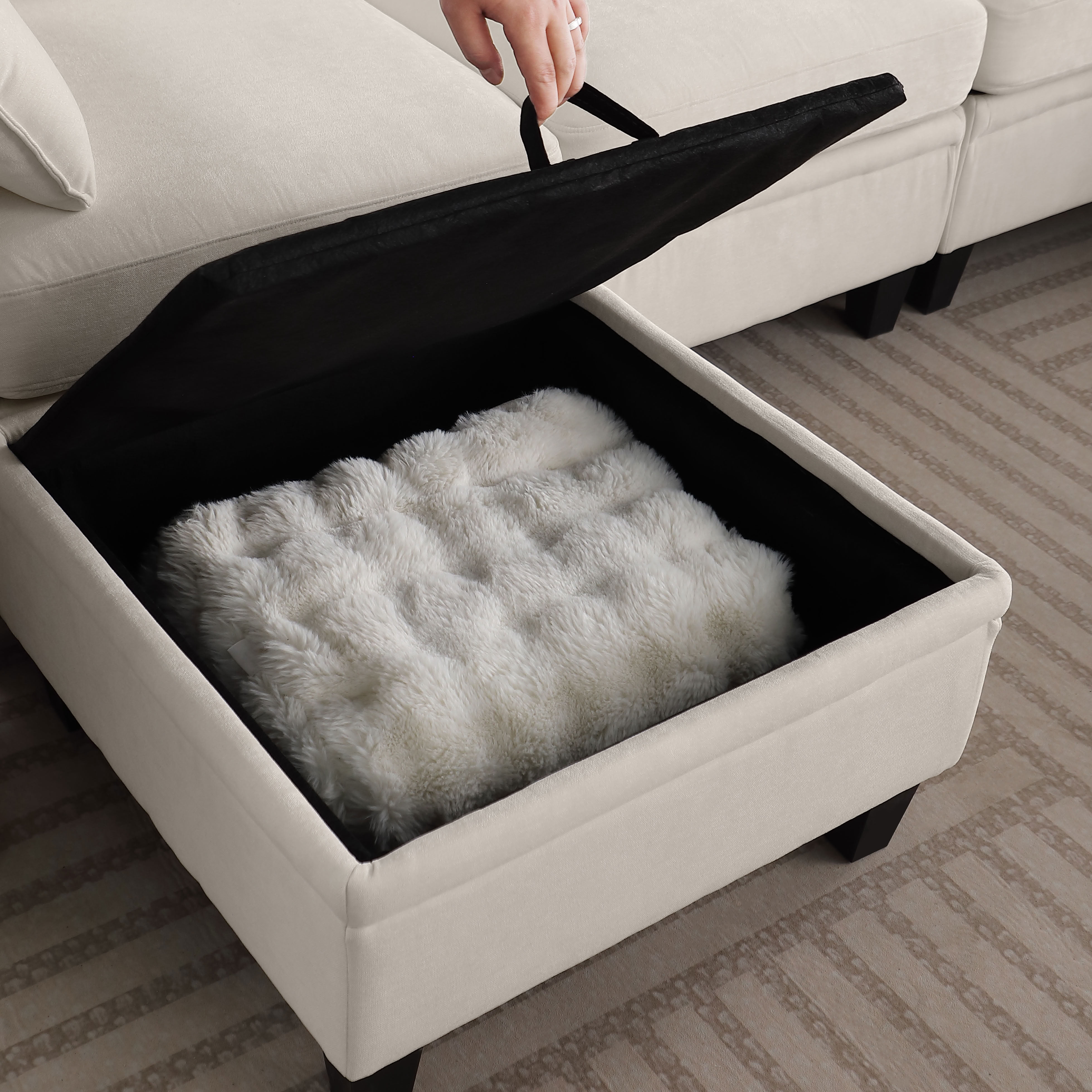 MAYEERTY 85 Inch Chenille Modular Sectional Sofa, DIY Combination Convertible Sofa with Storage Ottoman, for Living Room, Apartment