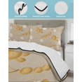 thumbnail image 4 of Quilts Full Size, Yellow Flower Soft Comforter Bedding Set for Bed, Japanese Style Floral Leaf on Linen Lightweight Quilted Bedspread with Pillow Cover(2 Pieces) for All Season, 78x90 Inch, 4 of 6