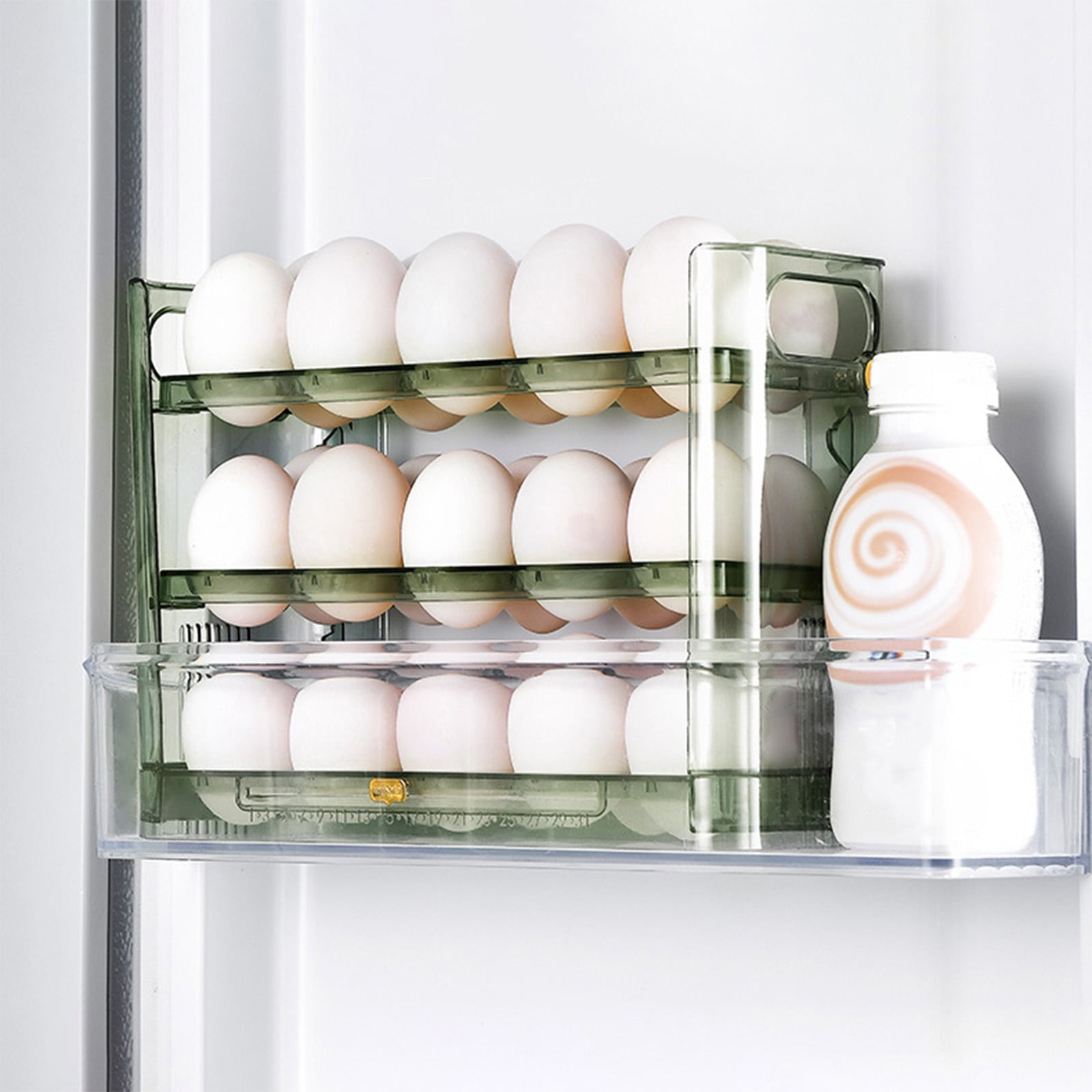 openpig Egg Holder for Fridge, Egg Dispenser for Refrigerator, Countertop, Kitchen, Space-saving Egg Organizer/Storage/Container/Tray, Green