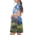 thumbnail image 2 of Honeii Blue Sky Dog Print Women’s Short Sleeve Dress, Comfortable Casual Dress, Soft Polyester Spandex Blend, Stylish Everyday Wear for Summer, Perfect for Travel and Vacation, 2 of 6