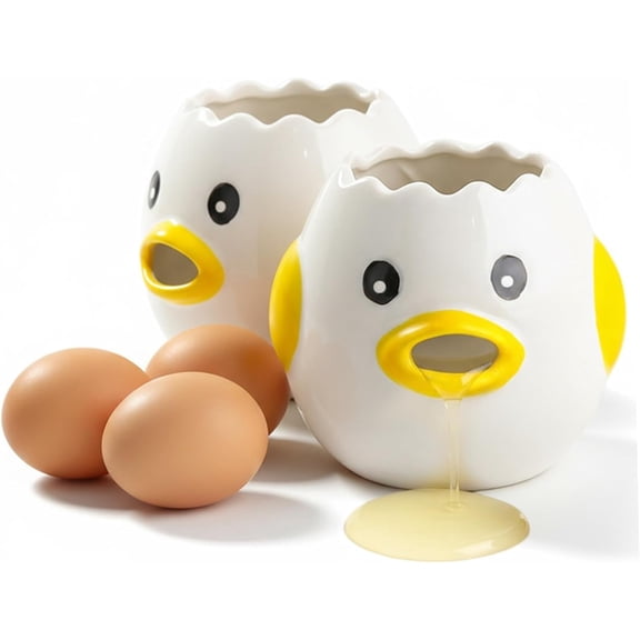 2-Pack Egg Separator, Cute Chick Egg Yolk Separator, Kitchen Gadget & Baking Tool for Easy Filtering (Yellow)