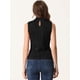 thumbnail image 3 of Camiseta sin mangas con cuello simulado para mujer, cuello alto, sin mangas, acanalado, top de punto Negro XS, 3 of 6