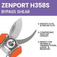 thumbnail image 4 of Zenport H358S Micro Trimmer Bypass Shear, 6-Inch, 1.5 Inch Stainless Steel Blades, Orange, 4 of 5