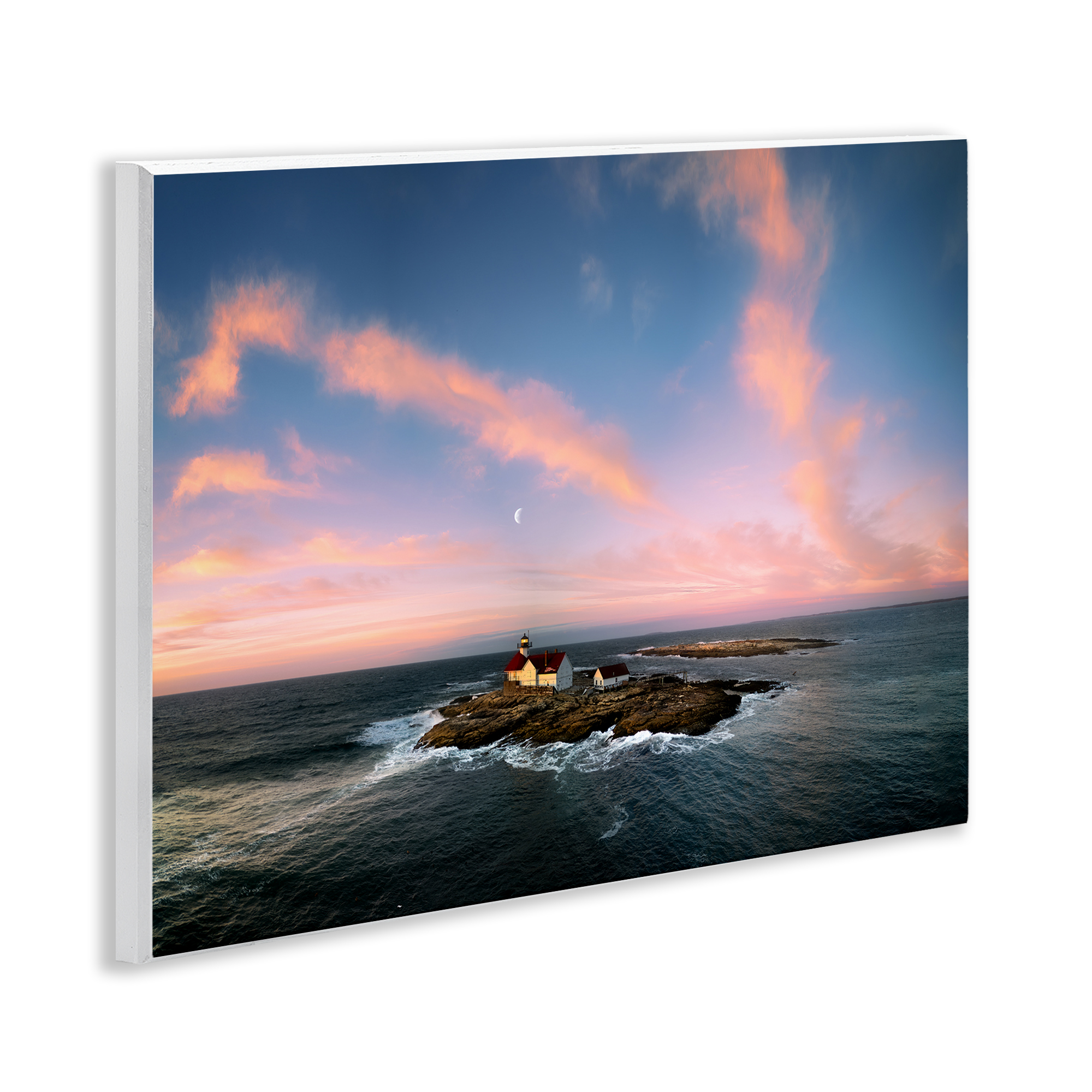 Stupell Industries Coastal Island Moon Overhead Landscape & Nature Photography Unframed Art Print Wall Art, 14 x 11