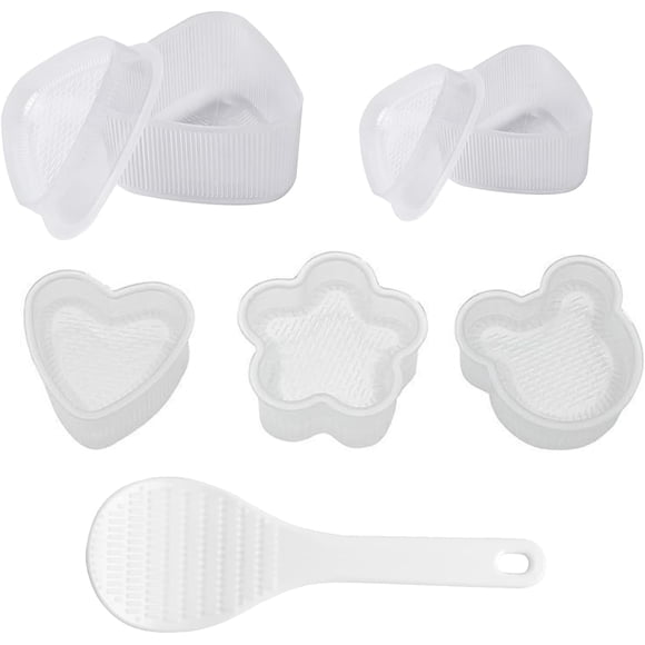 PCS Kit Para Hacer Sushi y Onigiri, Incluye 5 Onigiri Molde con Formas Divertidas (Oso, Corazón) y Pala de Arroz. Ideal Molde para Sushi, Bento y Lunch. Funciona con arroz para sushi
