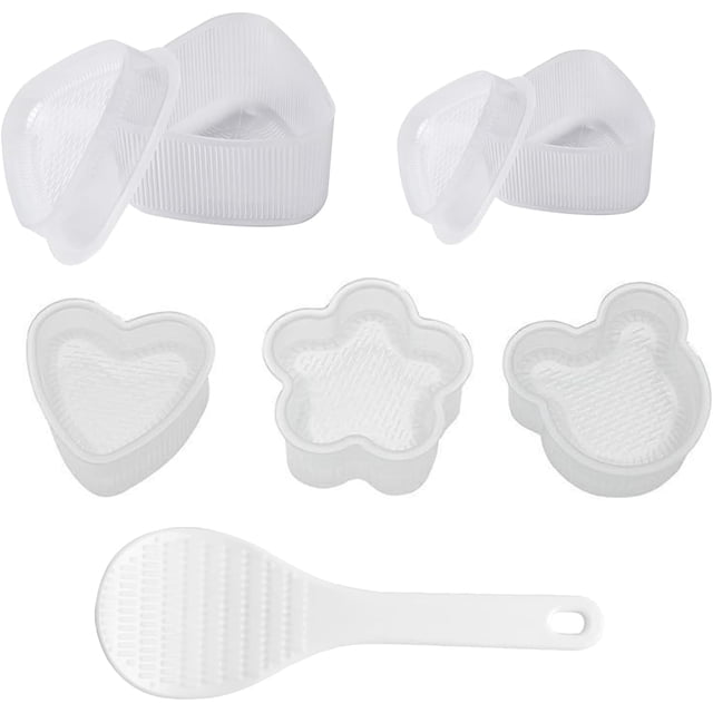 PCS Kit Para Hacer Sushi y Onigiri, Incluye 5 Onigiri Molde con Formas Divertidas (Oso, Corazón) y Pala de Arroz. Ideal Molde para Sushi, Bento y Lunch. Funciona con arroz para sushi