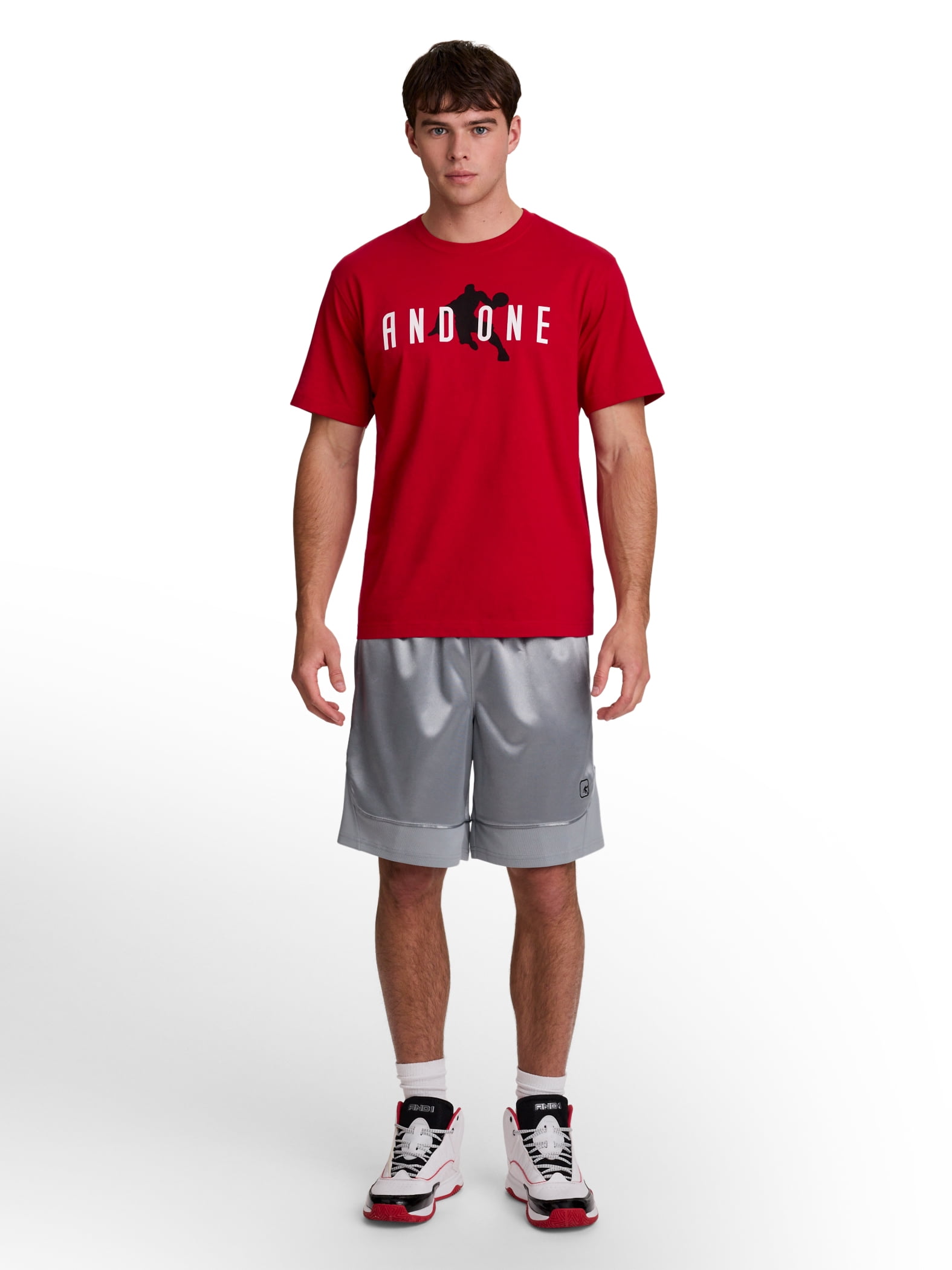 AND1 Men's and Big Men's All Court Colorblock Short, 9" inseam, up to Size 5XL