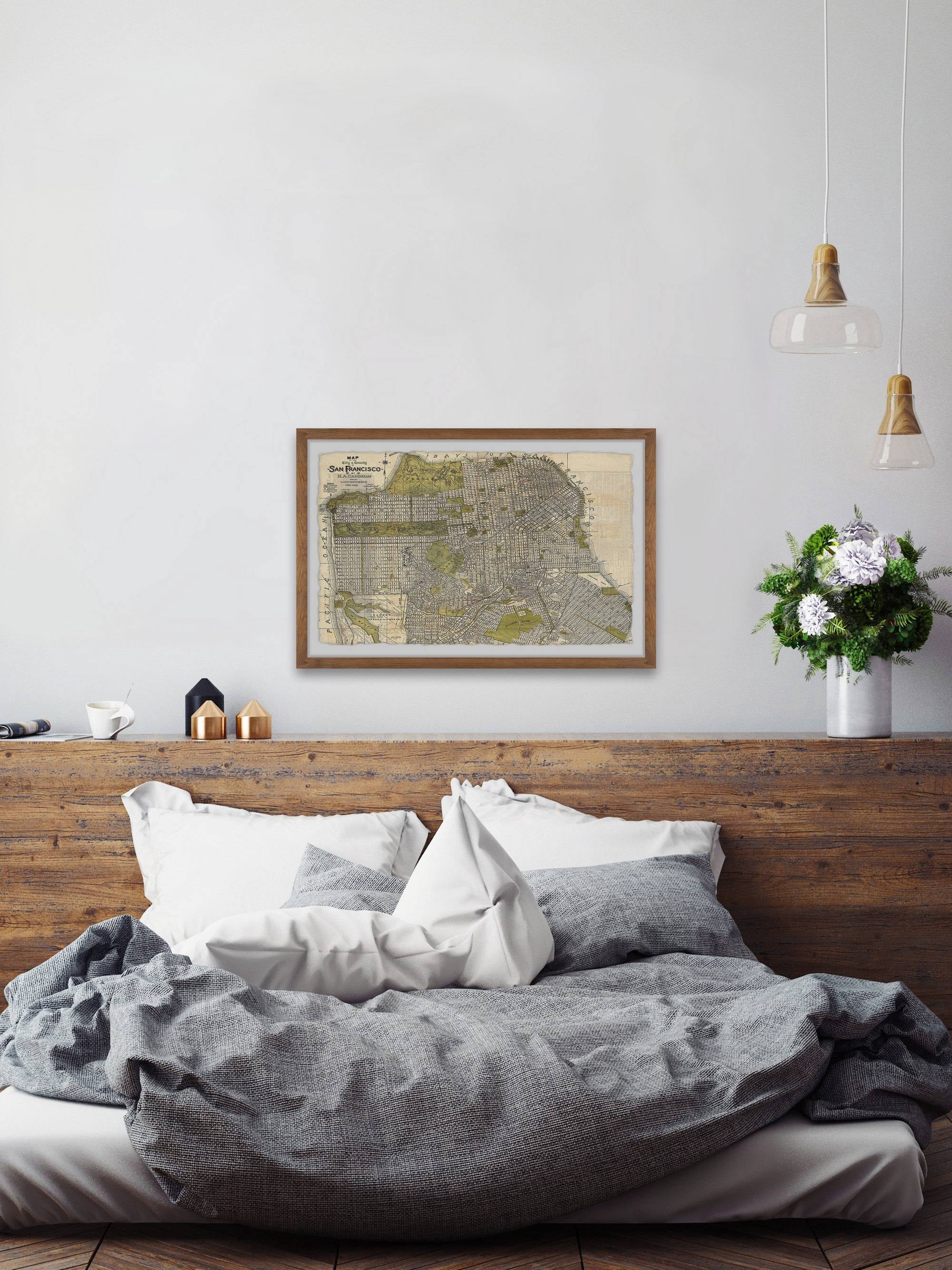 Marmont Hill Vintage San Francisco Map Framed Wall Art, 16" x 24"