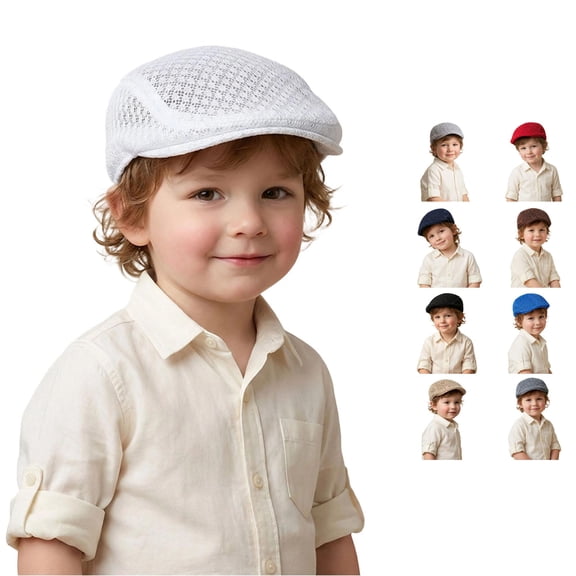 Afdoent Kids Breathable Mesh Newsboy Cap Boys Girls Beret Hat For Outdoor Activities Vacation Travel