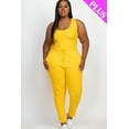 thumbnail image 6 of Ribbed Sleeveless Jumpsuit with Drawstring Waist in Plus Size, 6 of 11