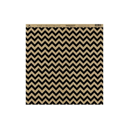 UPC: 0740512020775 | Paper Cafe Cardstock 12 x 12  Kraft & Black Chevron 15pc