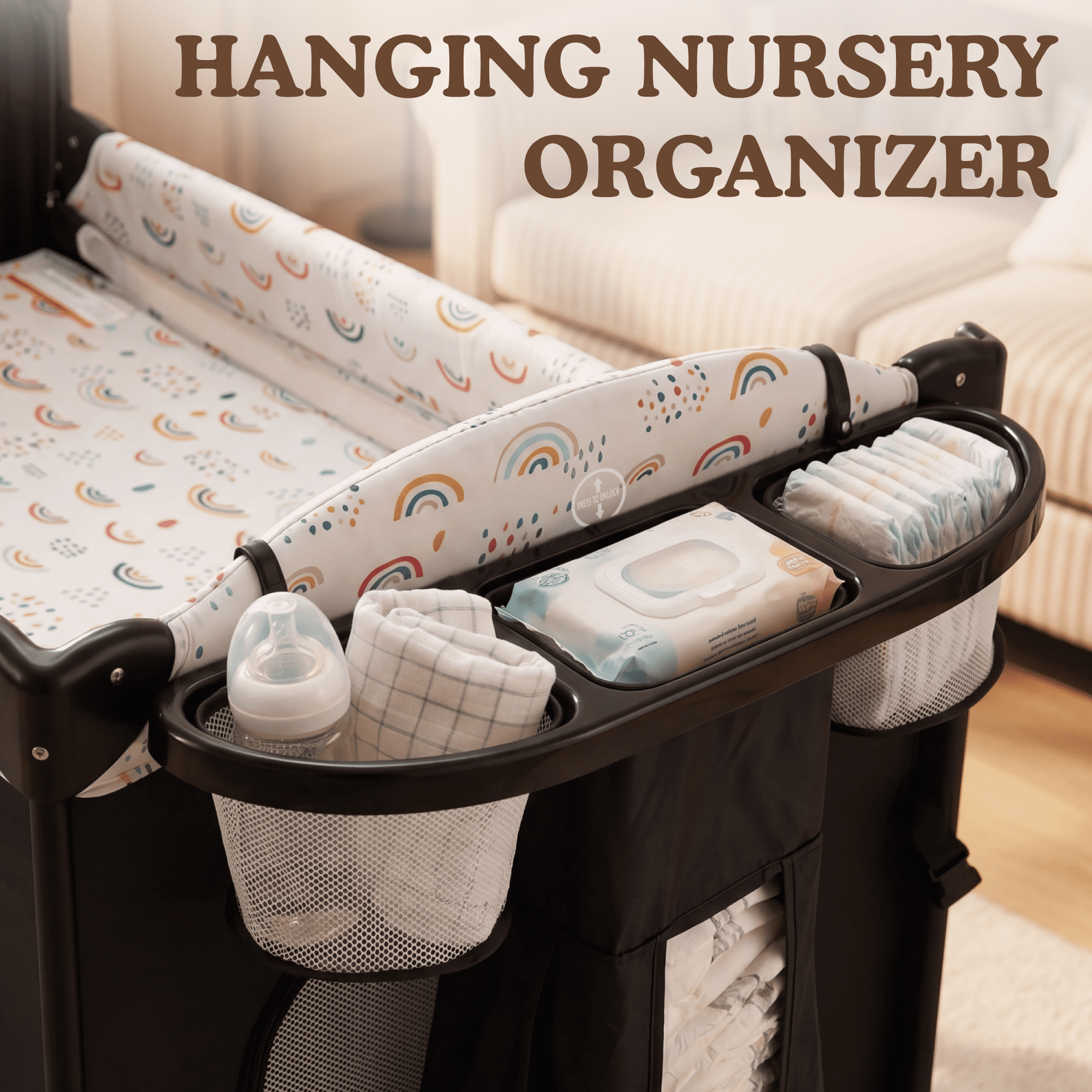AILEEKISS 4-in-1 Portable Baby Play Yard with Changing Table for Newborn, Multicolor