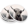 thumbnail image 3 of Highland Cow Grey Coasters Absorbent Moisture Non-Slip Drink Coaster Ceramic Stone with Cork Base Desktop Protection Prevent Furniture Damage 4PCS Home Decor, 3 of 6