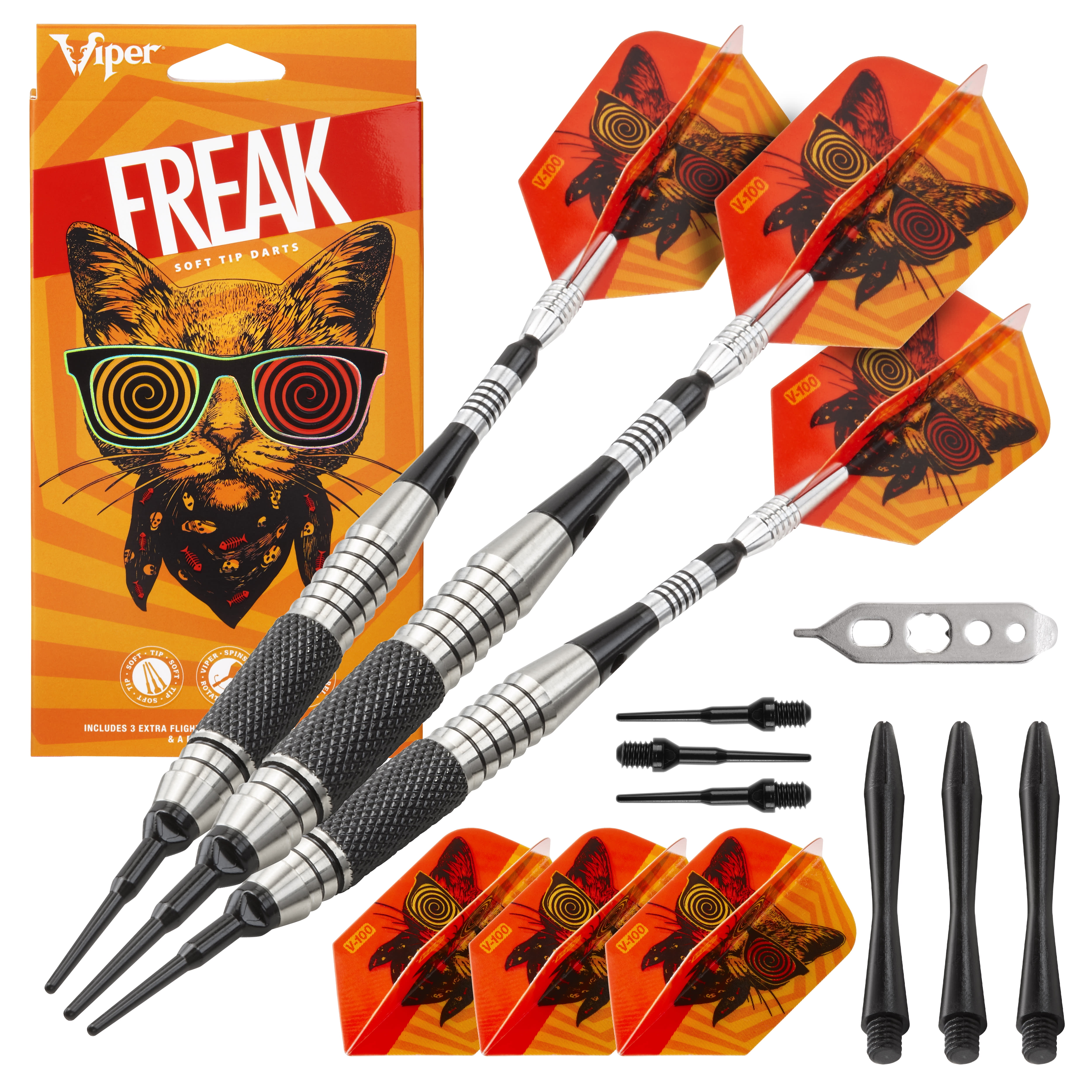 Viper The Freak Soft Tip Dart Set, Knurled and Grooved Barrel, 18 Grams