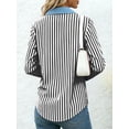 thumbnail image 4 of Warop Women's Striped Button-Down Shirt Long Sleeve Collared Contrast Trim Blouse Office Work Top for Daily, 4 of 6