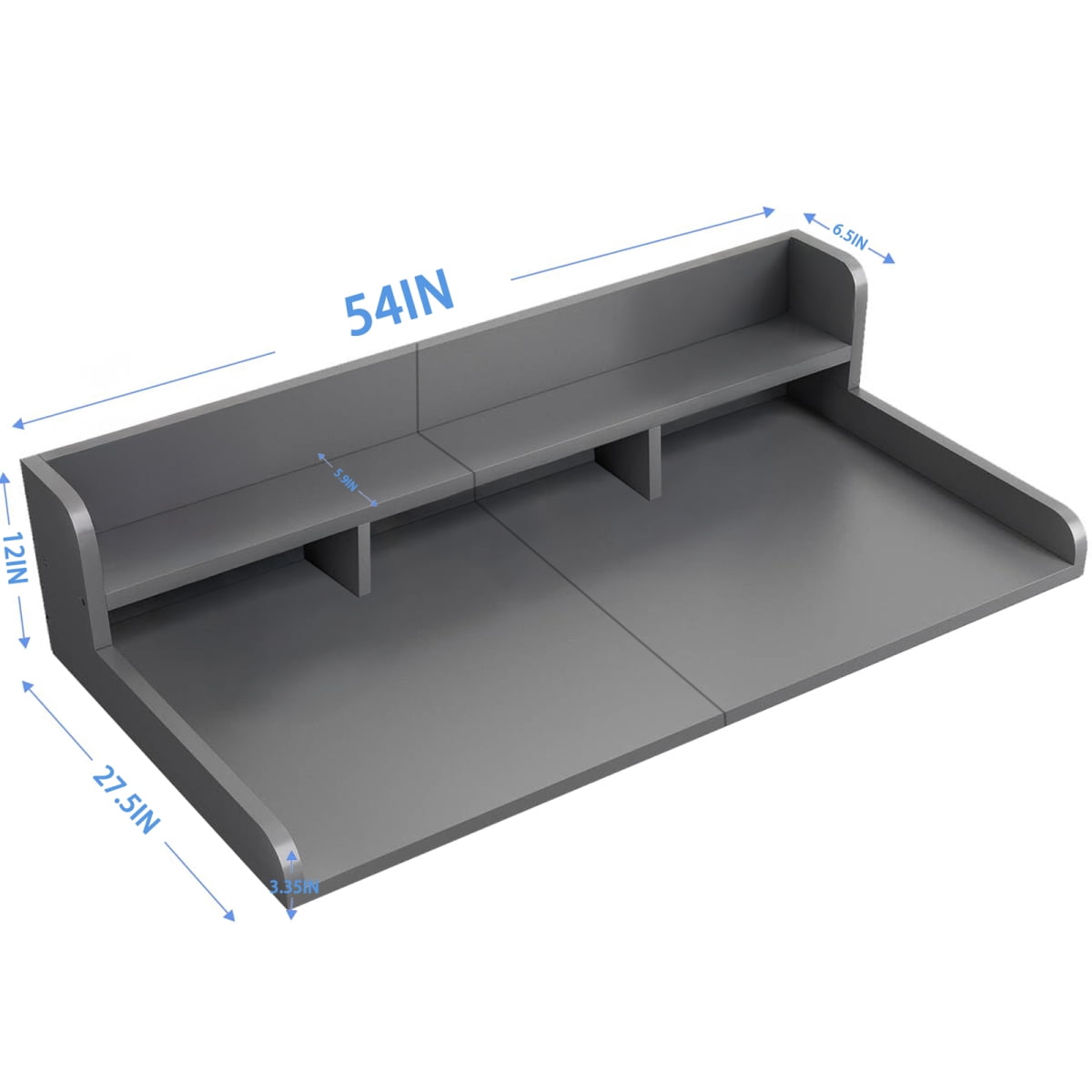 Washer Dryer Countertop 2 Tier Laundry Storage Organizer 54 Inch Wood Topper Gray