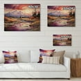 thumbnail image 4 of Designart "violet Coral Mountains Crimson Sunset Peaks" Landscapes Print on Natural Pine Wood, 4 of 5