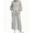 Gray, variant on Two Piece Sets for Women 2026 Solid Color Spring Outfits V Neck Button Down Shirt with Roll Tab Sleeves Wide Leg Pants Lounge Sets with Pockets Dressy Casual Loungewear Sets Orange M