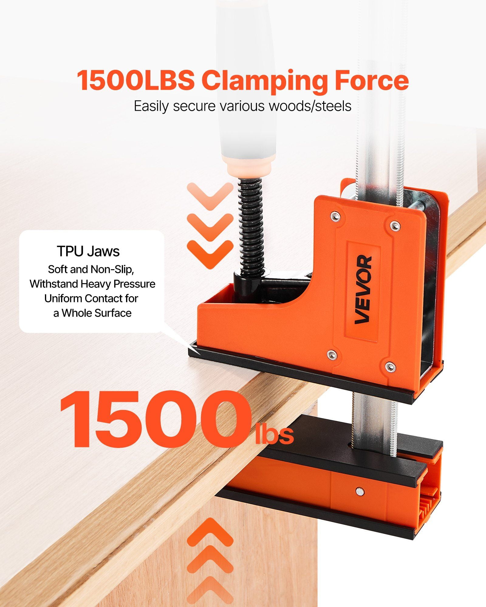 CAFORKP 36" Bar Clamp Set of 2 - 1500lb Force Parallel Clamps for Woodworking, Orange