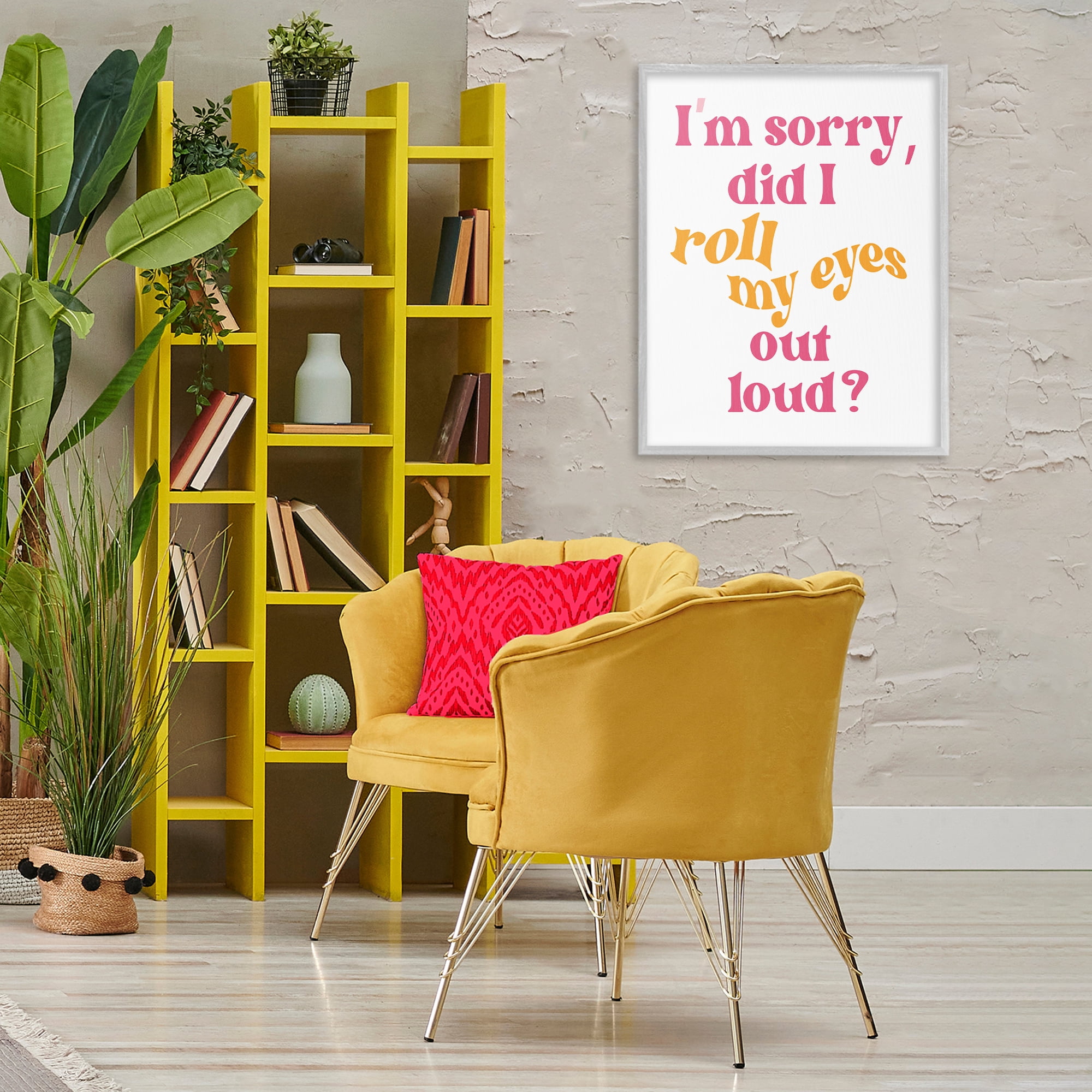 Stupell Industries Roll My Eyes Out Loud Typography Painting Gray Framed Art Print Wall Art, 24 x 30