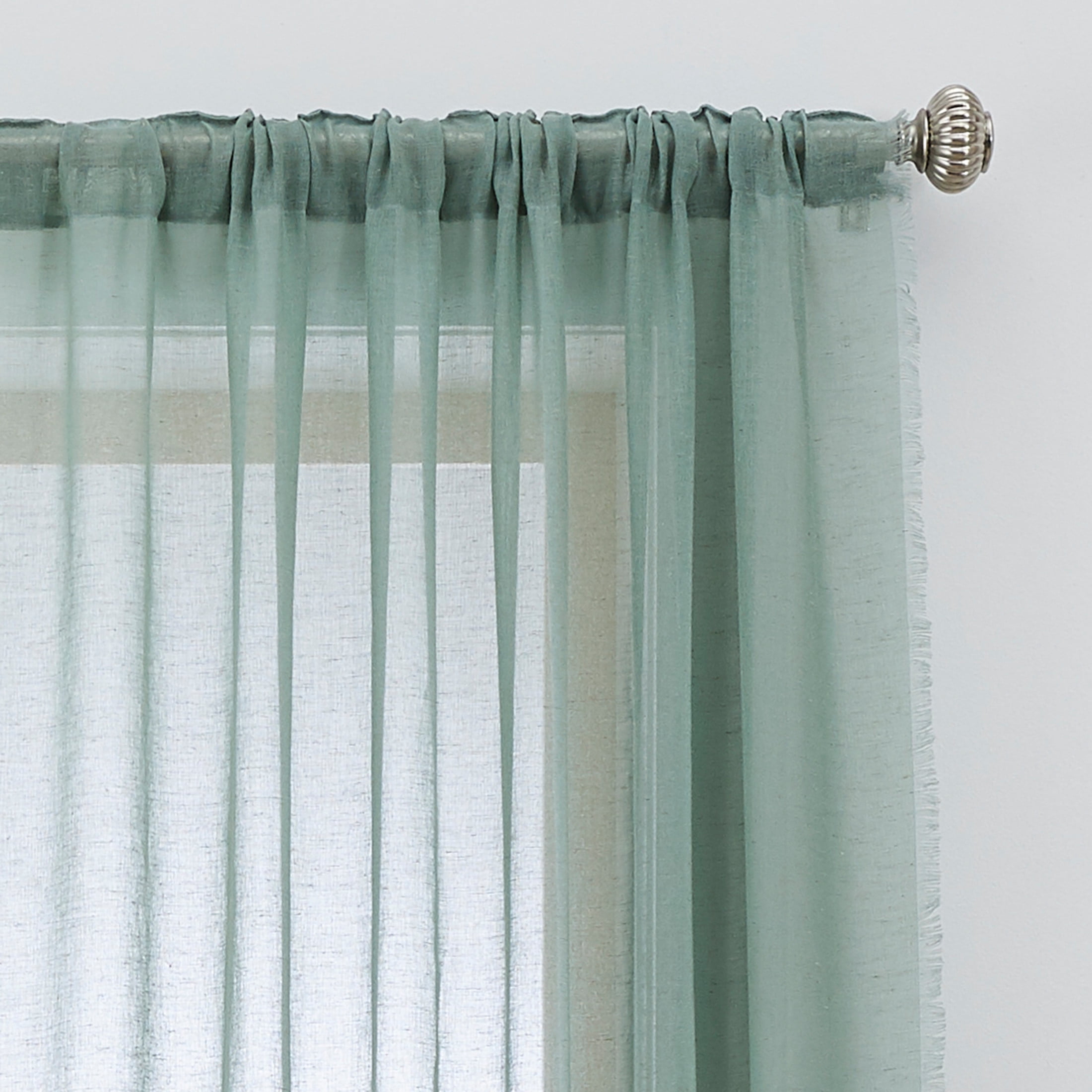 Better Homes & Gardens Solid Fringe Rod Pocket Curtain, Single Panel, Green River, 50 in W x 95 in L