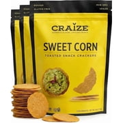 Craize Sweet Corn Crisps | Gluten Free, Vegan, Kosher, Toasted Corn Crackers | 3 pack, 4 oz each