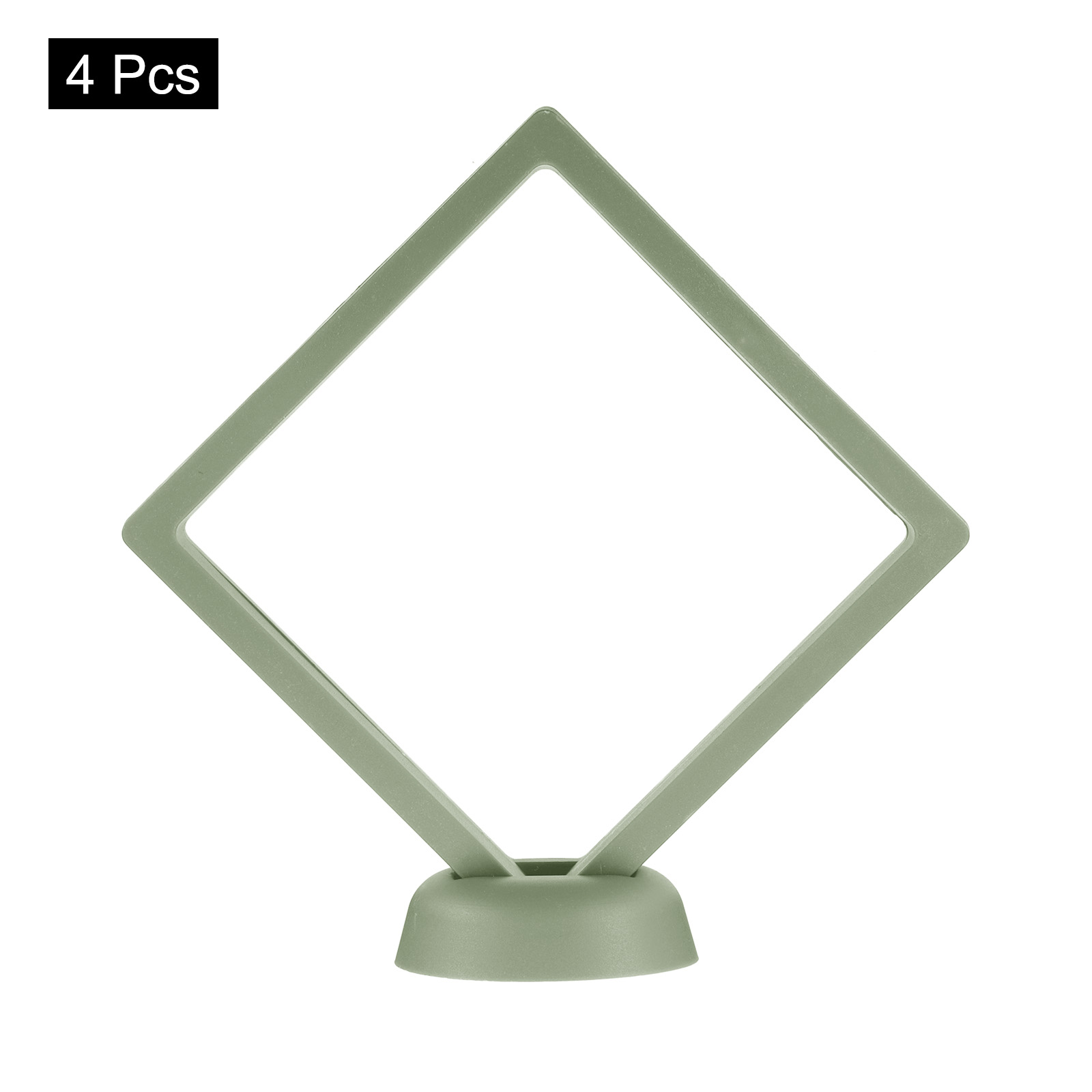 Unique Bargains 4Pcs Floating Frame Display Holder Stand 4.33" x 4.33" x 0.8" Light Green
