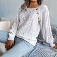 thumbnail image 4 of Women'S Casual Leopard Print Knitted Pullover Sweaters Long Sleeve Crew Neck Jumper Tops White S, 4 of 7