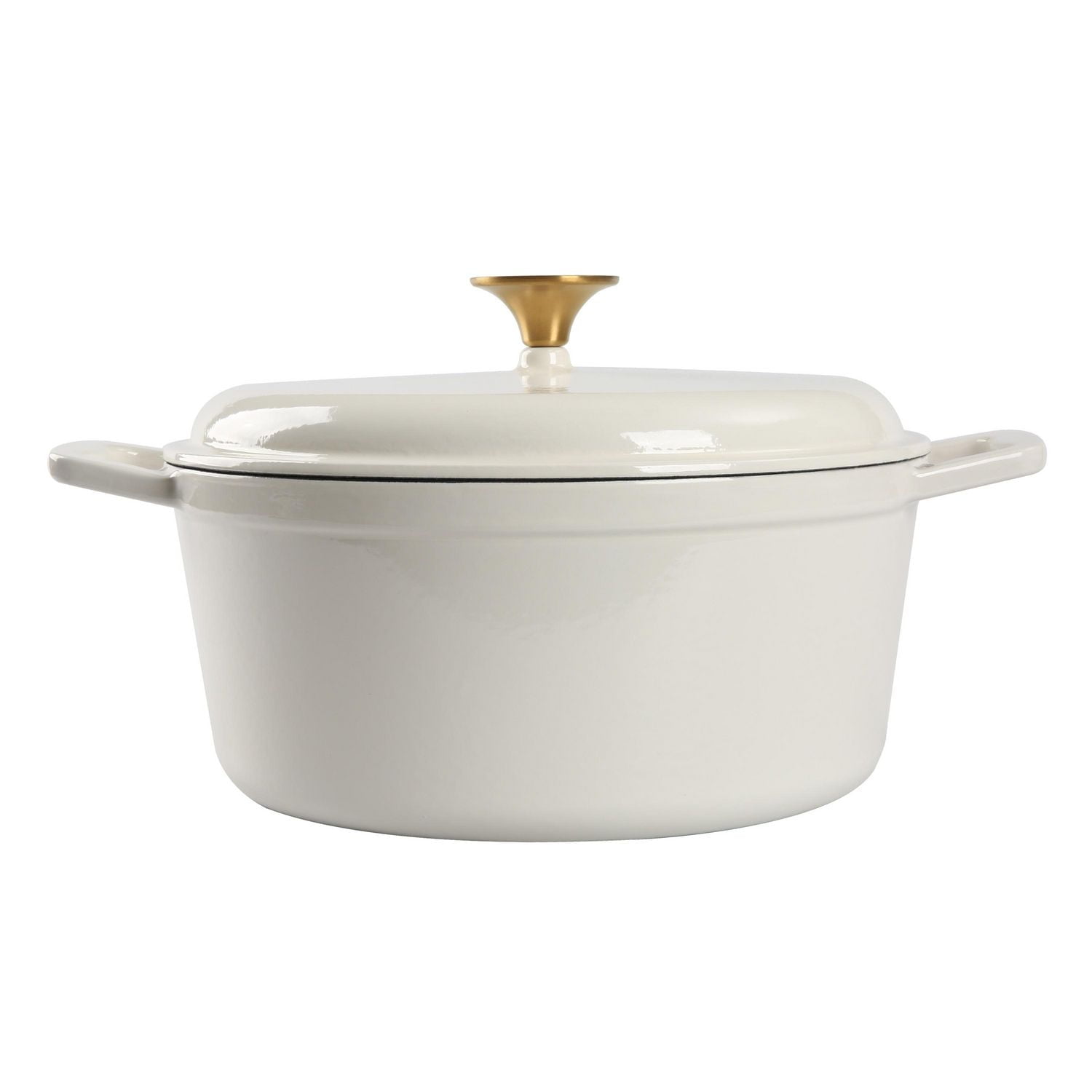 Mainstays 4.75 Quart Round Enameled Cast Iron Dutch Oven with Lid, White, Hand Wash Only