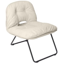 Beige PU leather Saucer Accent Chair,Stylish Foldable Handbag Design for Living Room/Dorm